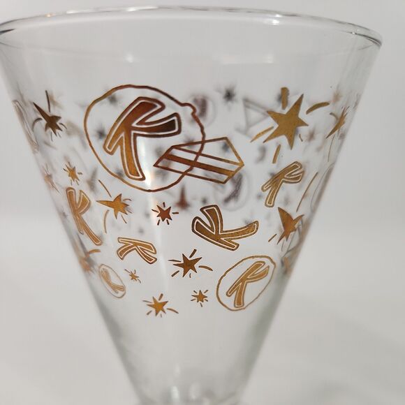 x2 Vintage Kahlua Cocktail Glasses MCM Gold Atomic Star Confetti Retro Barware - Picture 3 of 7